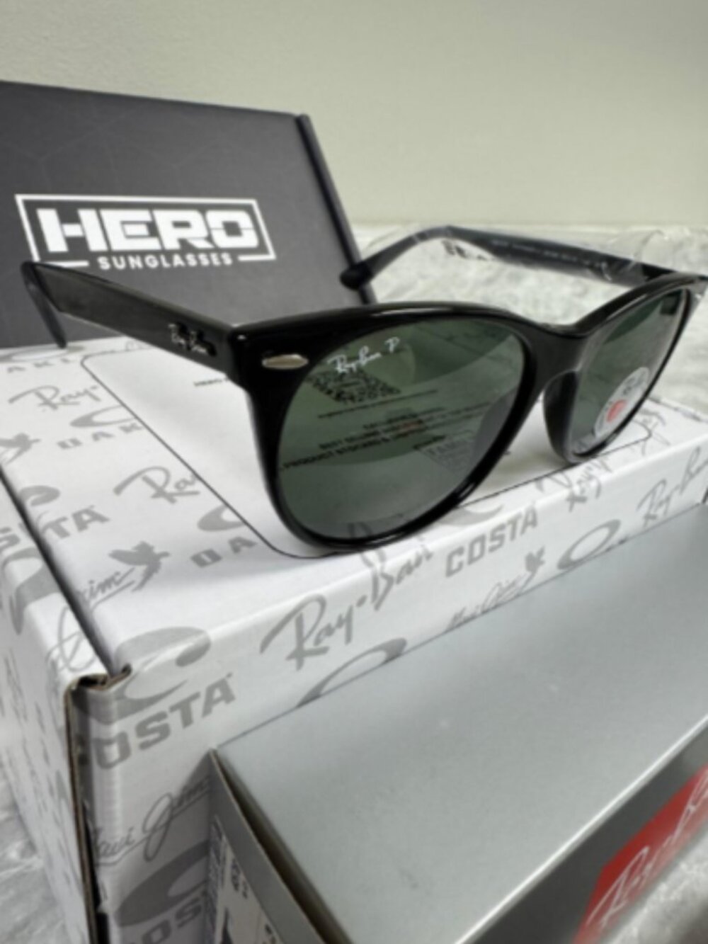 RAY BAN | NEW | WAYFARER II | 2185 901 - 58 | BLACK | GREEN - Picture 3 of 6